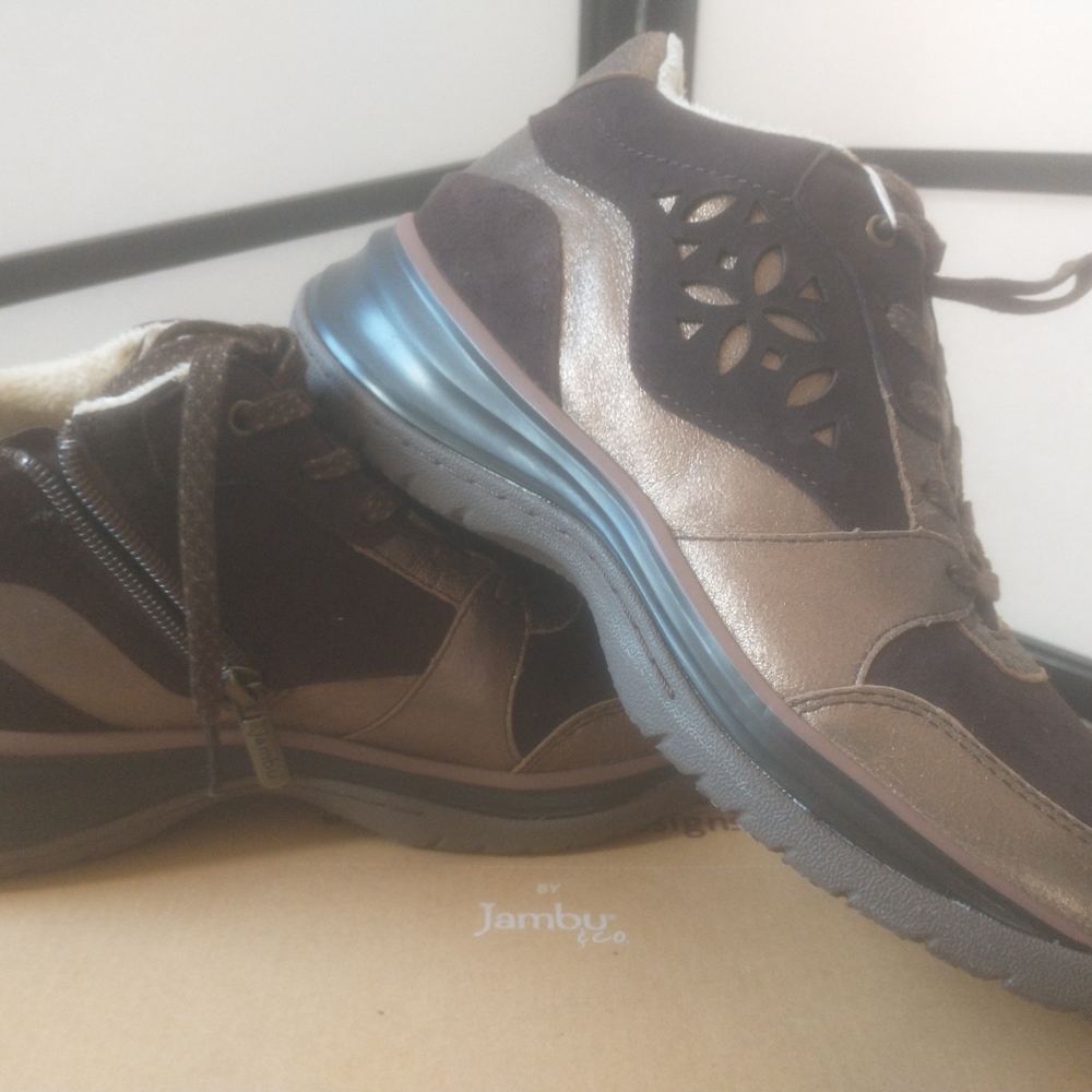 Jambu Metallic Brown Lace-Up Wedge Sneakers